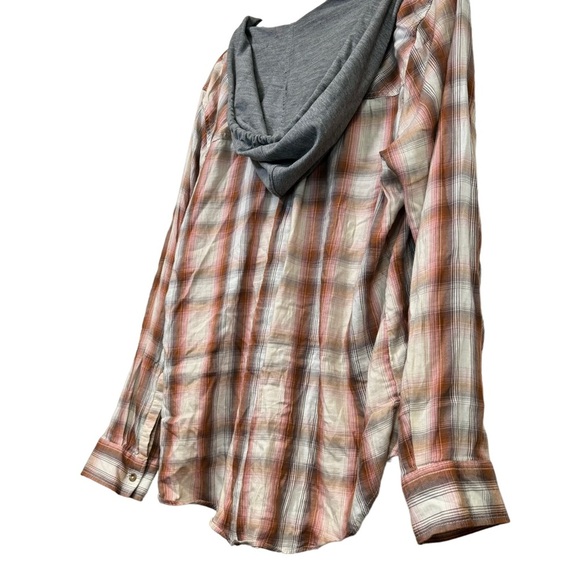 Mudd Plaid Print Hooded Casual Flannel Button Up Shirt Junior’s Size XXL - Picture 6 of 6